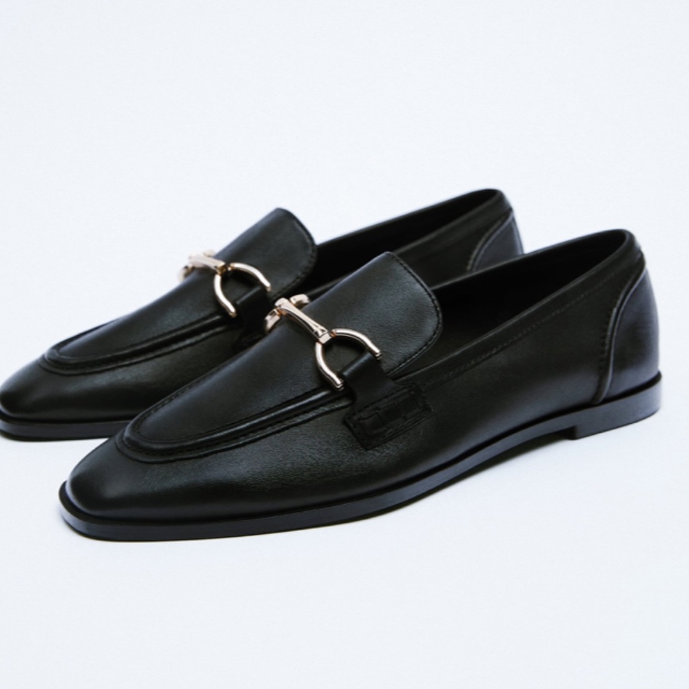 ZARA SOFT FLAT LEATHER LOAFERS